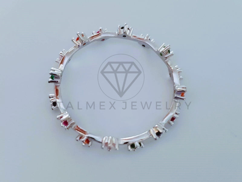 Anillo de Dama - 104709 - Anillo Ramita Circonia de Colores Plata .925