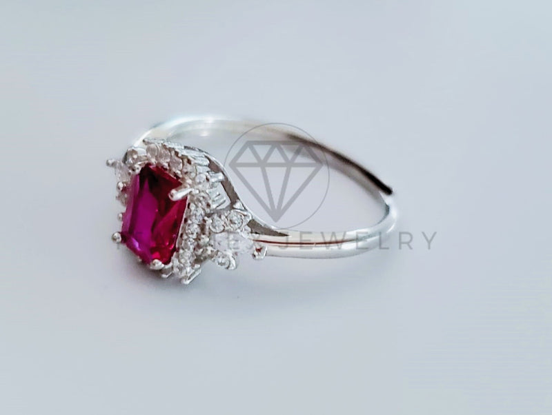 Anillo de Dama - 104742 - Anillo Circonia Princesa Roja Plata .925