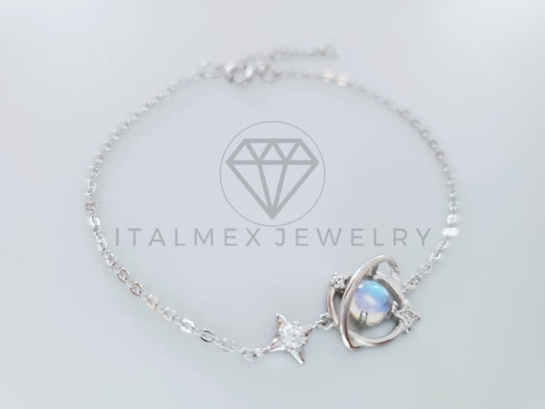 Pulsera de Lujo - 104771 - Diseño Planetas y Estrellas Circonia Clara Plata Fina .925