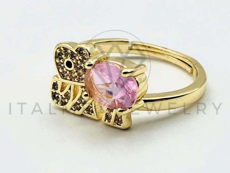 Anillo de Dama - 105563 - Diseño Elefante Circonia Rosa Oro Laminado 18K