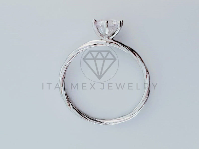 Anillo de Dama - 104734 - Anillo Solitario Enchinado Circonia Clara Plata .925