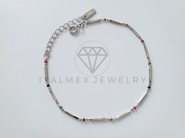 Pulsera de Lujo - 104775 - Diseño Punto y Barra Colores Plata Fina .925