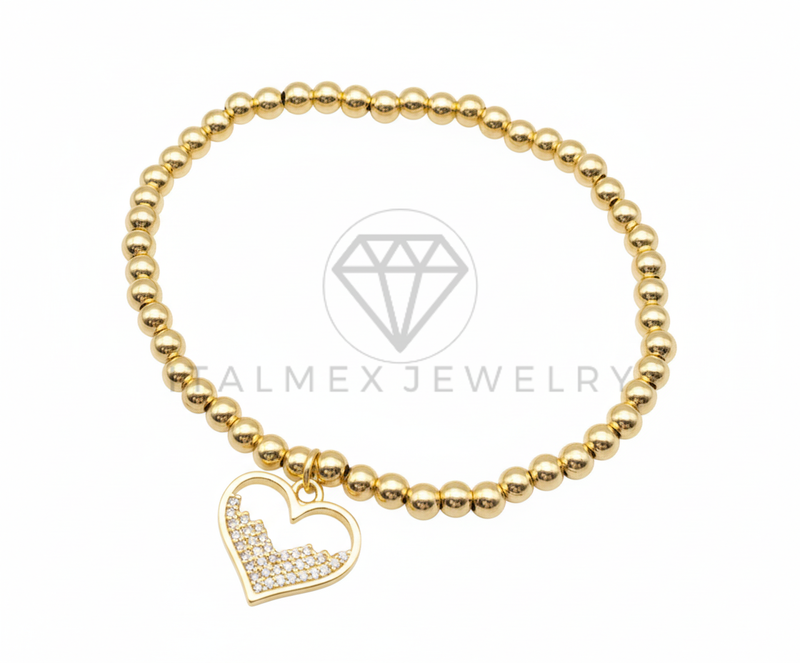 Pulsera de Lujo - 106424 - Pulsera Corazon CZ Oro Laminado 18K