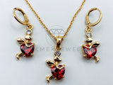 Juego de Lujo - 105864 - Juego Cupido Corazon Circonia Roja Oro Laminado 18K