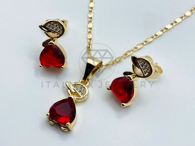Juego de Lujo - 105874 - Juego Niños Circonia Roja Oro Laminado 18K
