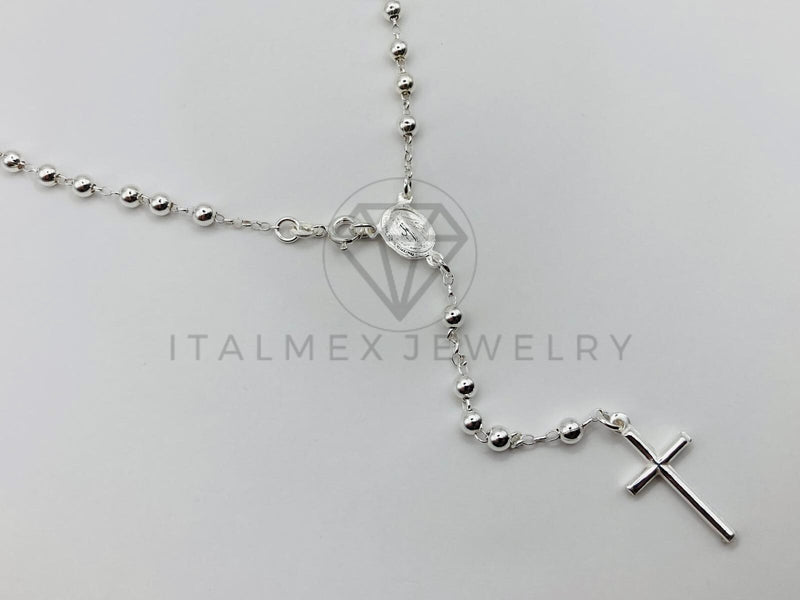 Rosario de Lujo - 106036 - Rosario Virgen Diamantado 4mm 22 Pulgadas - Plata .925