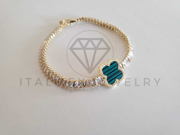 Pulsera Elegante - 106280 - Pulsera Circonia Verde Inspirado en Van Cleef Oro Laminado 18K