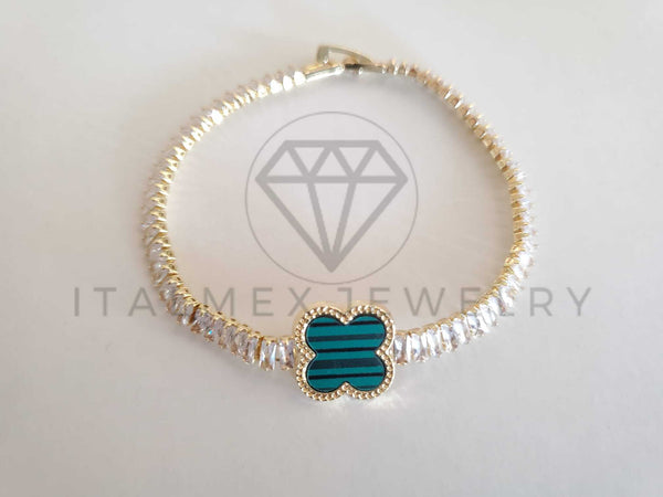 Pulsera Elegante - 106280 - Pulsera Circonia Verde Inspirado en Van Cleef Oro Laminado 18K