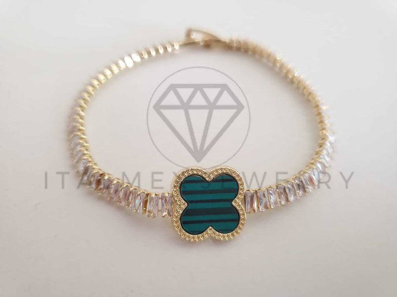 Pulsera Elegante - 106280 - Pulsera Circonia Verde Inspirado en Van Cleef Oro Laminado 18K