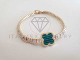 Pulsera Elegante - 106280 - Pulsera Circonia Verde Inspirado en Van Cleef Oro Laminado 18K