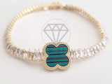 Pulsera Elegante - 106280 - Pulsera Circonia Verde Inspirado en Van Cleef Oro Laminado 18K
