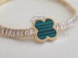 Pulsera Elegante - 106280 - Pulsera Circonia Verde Inspirado en Van Cleef Oro Laminado 18K