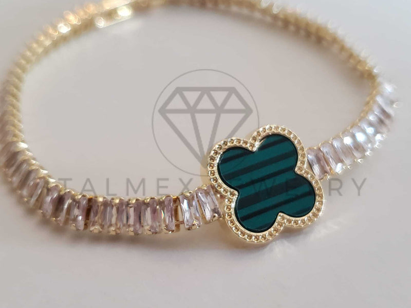 Pulsera Elegante - 106280 - Pulsera Circonia Verde Inspirado en Van Cleef Oro Laminado 18K