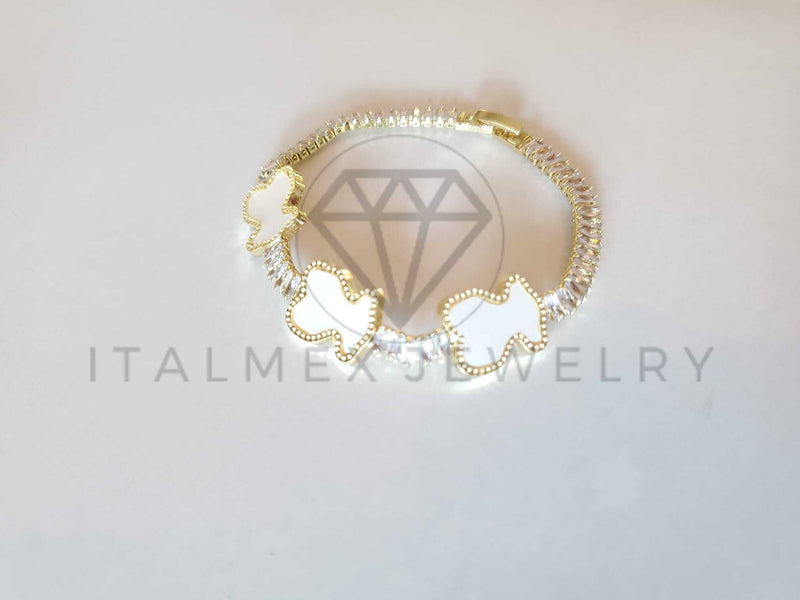 Pulsera Elegante - 106279 - Pulsera Circonia Blanca Inspirado en TOUS Oro Laminado 18K