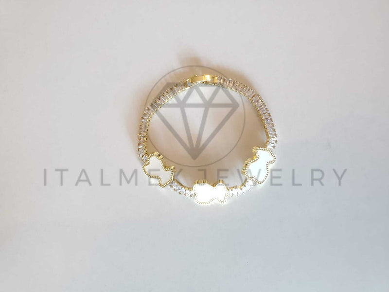 Pulsera Elegante - 106279 - Pulsera Circonia Blanca Inspirado en TOUS Oro Laminado 18K