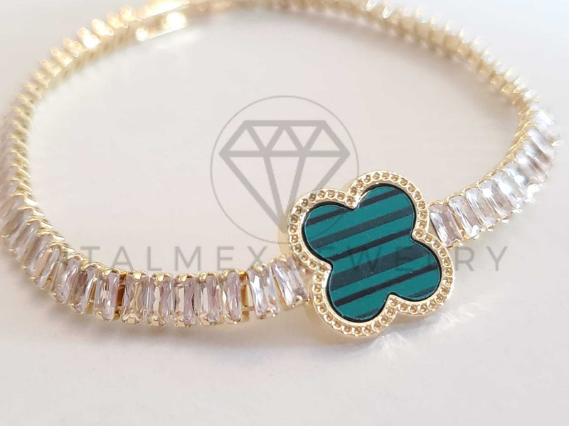 Pulsera Elegante - 106280 - Pulsera Circonia Verde Inspirado en Van Cleef Oro Laminado 18K