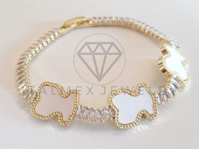 Pulsera Elegante - 106279 - Pulsera Circonia Blanca Inspirado en TOUS Oro Laminado 18K
