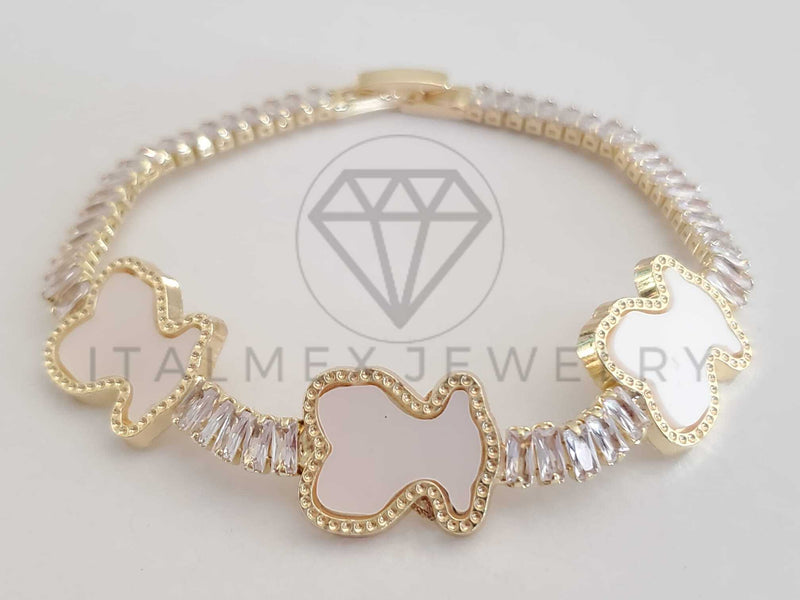 Pulsera Elegante - 106279 - Pulsera Circonia Blanca Inspirado en TOUS Oro Laminado 18K