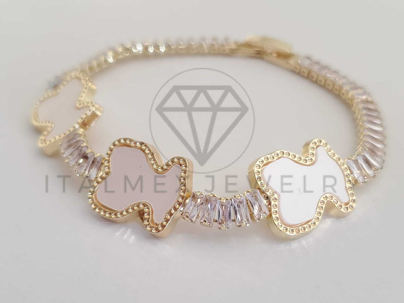 Pulsera Elegante - 106279 - Pulsera Circonia Blanca Inspirado en TOUS Oro Laminado 18K