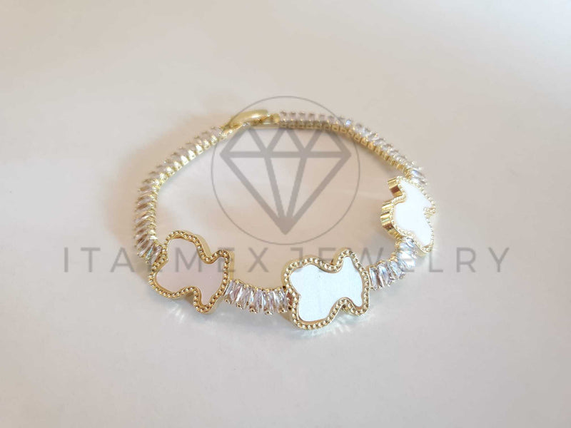 Pulsera Elegante - 106279 - Pulsera Circonia Blanca Inspirado en TOUS Oro Laminado 18K