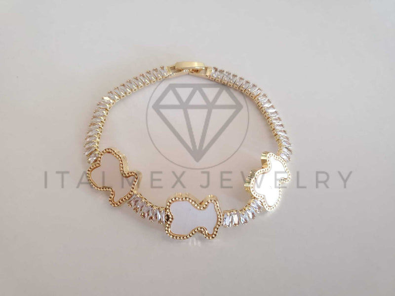 Pulsera Elegante - 106279 - Pulsera Circonia Blanca Inspirado en TOUS Oro Laminado 18K