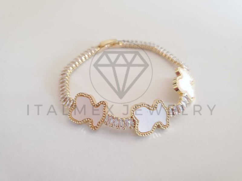 Pulsera Elegante - 106279 - Pulsera Circonia Blanca Inspirado en TOUS Oro Laminado 18K