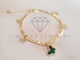 Pulsera Elegante - 106277 - Pulsera Mariposa Verde Circonia Oro Laminado 18K