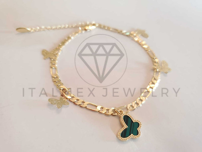 Pulsera Elegante - 106277 - Pulsera Mariposa Verde Circonia Oro Laminado 18K