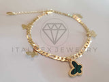 Pulsera Elegante - 106277 - Pulsera Mariposa Verde Circonia Oro Laminado 18K
