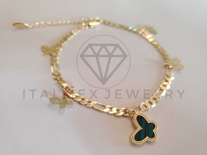 Pulsera Elegante - 106277 - Pulsera Mariposa Verde Circonia Oro Laminado 18K