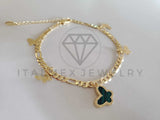 Pulsera Elegante - 106277 - Pulsera Mariposa Verde Circonia Oro Laminado 18K