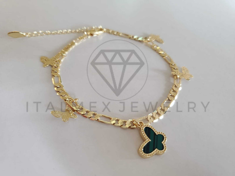 Pulsera Elegante - 106277 - Pulsera Mariposa Verde Circonia Oro Laminado 18K