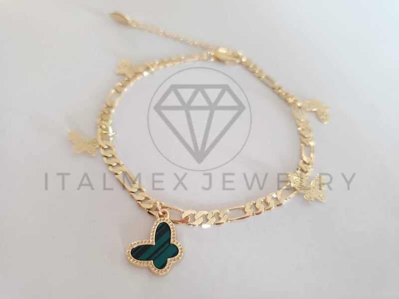 Pulsera Elegante - 106277 - Pulsera Mariposa Verde Circonia Oro Laminado 18K