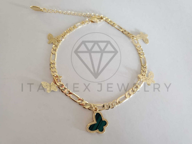 Pulsera Elegante - 106277 - Pulsera Mariposa Verde Circonia Oro Laminado 18K
