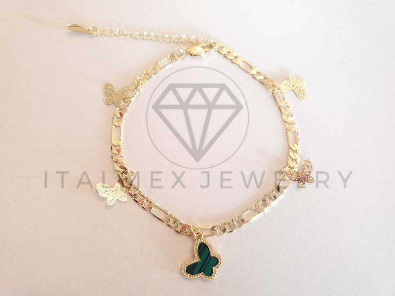 Pulsera Elegante - 106277 - Pulsera Mariposa Verde Circonia Oro Laminado 18K