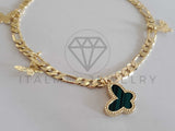 Pulsera Elegante - 106277 - Pulsera Mariposa Verde Circonia Oro Laminado 18K