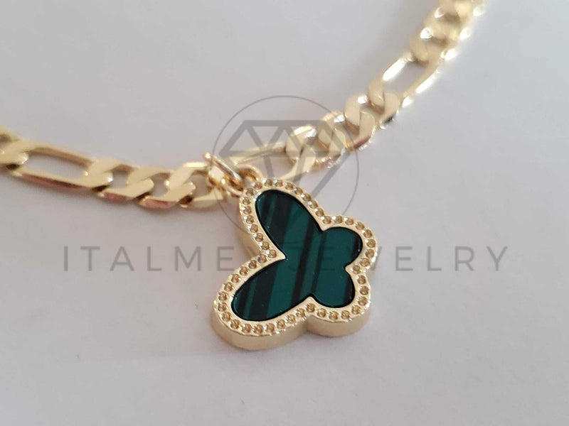 Pulsera Elegante - 106277 - Pulsera Mariposa Verde Circonia Oro Laminado 18K