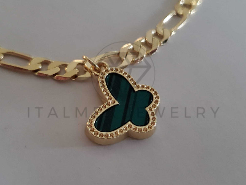 Pulsera Elegante - 106277 - Pulsera Mariposa Verde Circonia Oro Laminado 18K