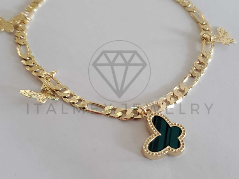 Pulsera Elegante - 106277 - Pulsera Mariposa Verde Circonia Oro Laminado 18K