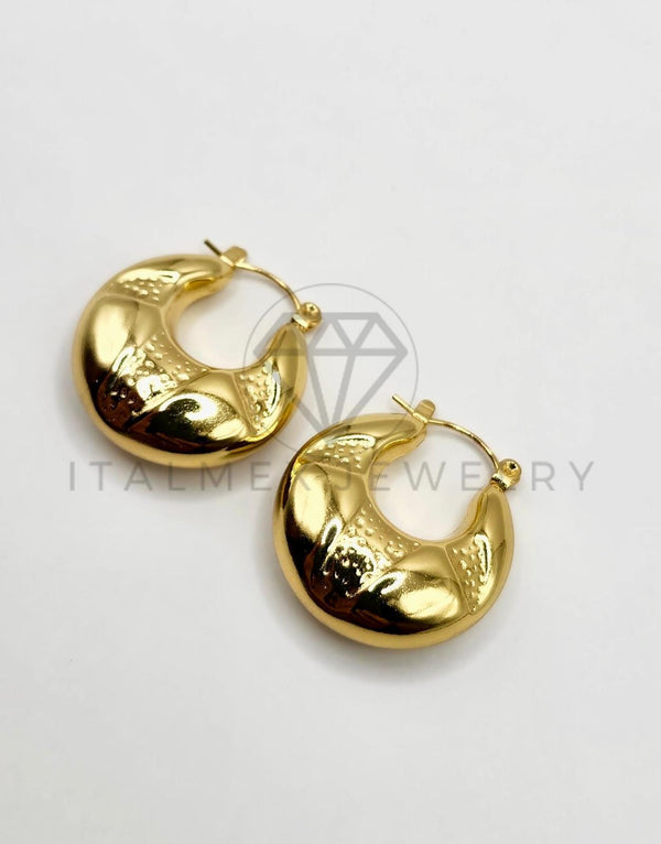 Arete Elegante - 106283 - Estilo Canasta Oro Laminado 18K