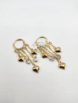 Arete de Lujo - 106284 - Arete de Corazones Circonia Blanca Oro Laminado 18K