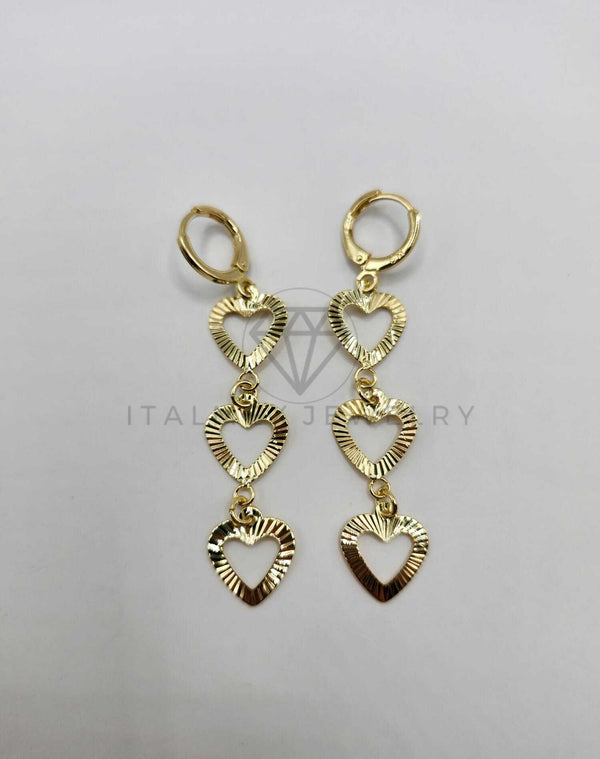 Arete de Lujo - 106286 - Arete de Corazones Oro Laminado 18K