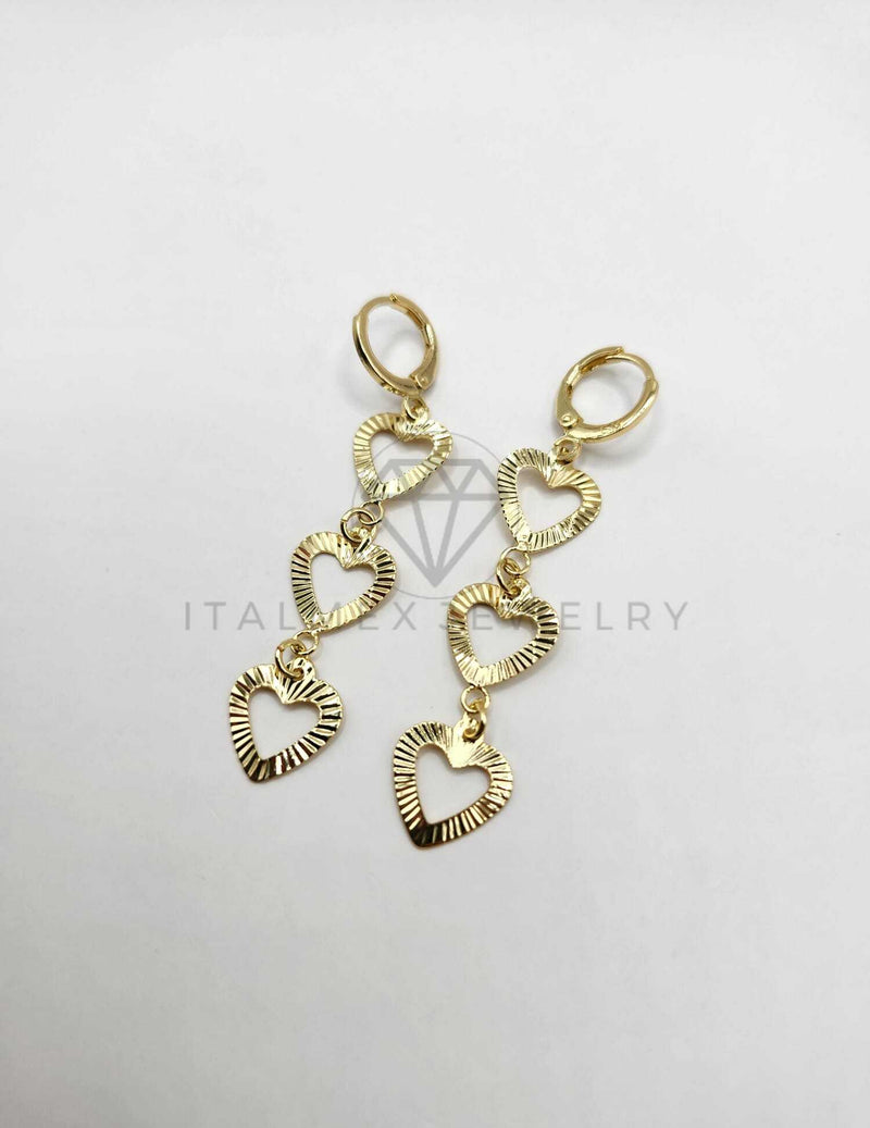 Arete de Lujo - 106286 - Arete de Corazones Oro Laminado 18K
