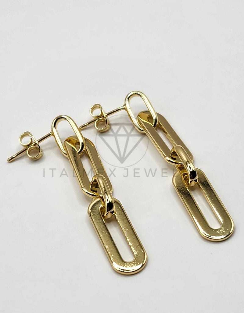 Arete de Lujo - 106287 - Arete de Eslabon Oro Laminado 18K