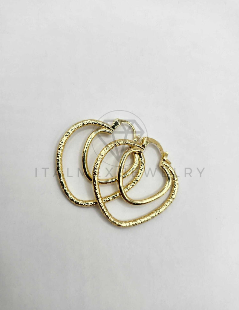 Arracada de Lujo - 106289 - Arete de Corazones Oro Laminado 18K