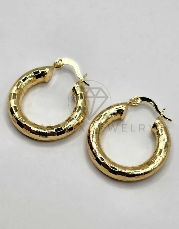 Arracada de Lujo - 106290 - Arete Rayado Oro Laminado 18K