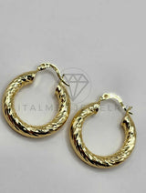 Arracada de Lujo - 106292 - Arete Rayado Diagonal Oro Laminado 18K
