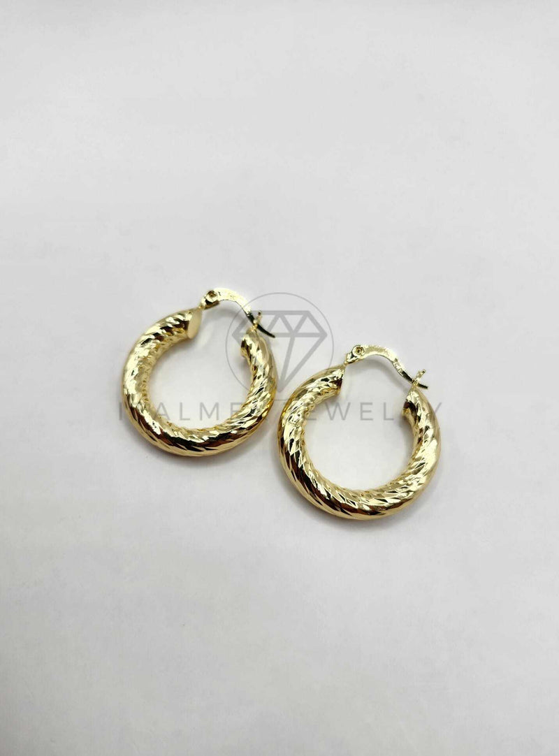 Arracada de Lujo - 106292 - Arete Rayado Diagonal Oro Laminado 18K