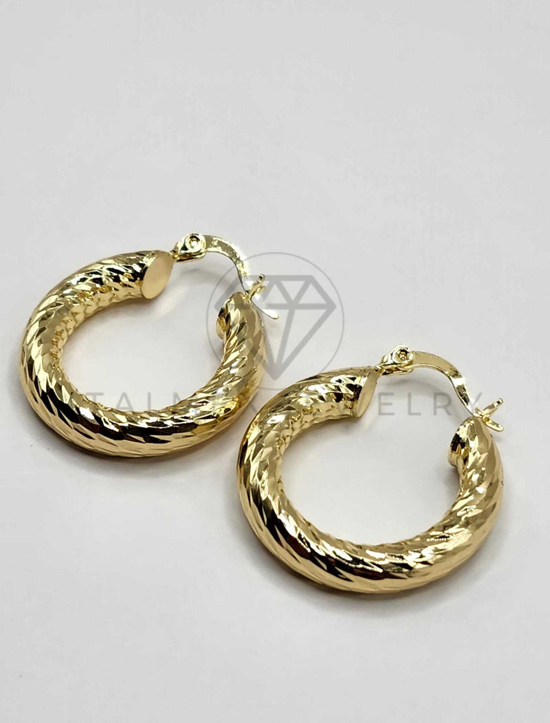 Arracada de Lujo - 106292 - Arete Rayado Diagonal Oro Laminado 18K