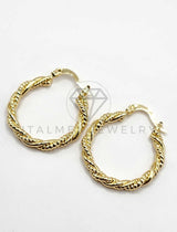 Arracada de Lujo - 106294 - Arete Rayado y Retorcido  Oro Laminado 18K